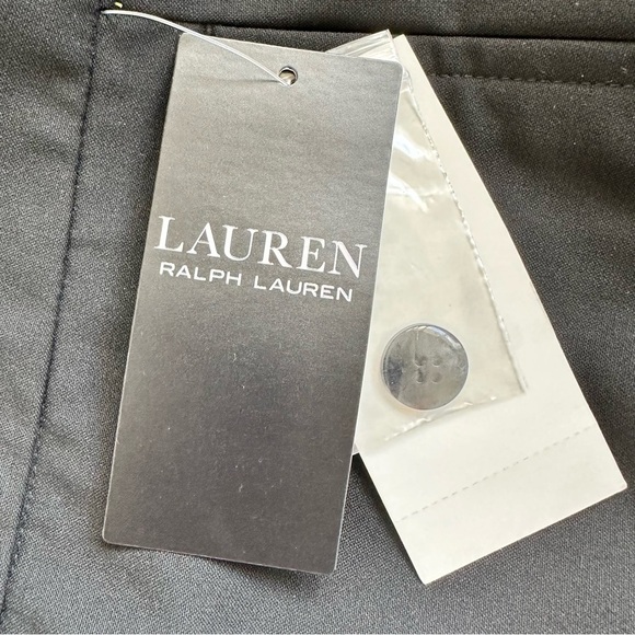 NEW LAUREN RALPH LAUREN Black Wide Leg Pants Cuffed Career Slacks Office Size 8 - Picture 8 of 11